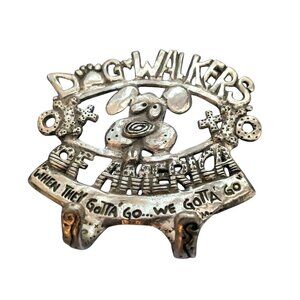 Dog Walkers of America Metal Leash Hook Pewter 3.5 x 3.5 in Fun Pet Decor